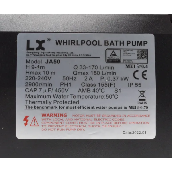 LX Circ / Whirlpool Pump - JA50 - ½HP