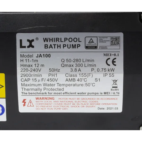 LX Circ / Whirlpool Pump - JA100 - 1HP