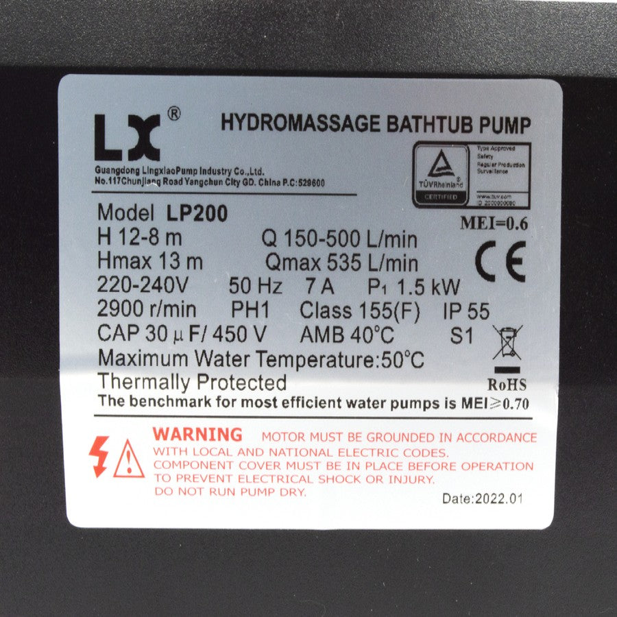 LX LP200 Pump - 2HP 1Speed 50Hz