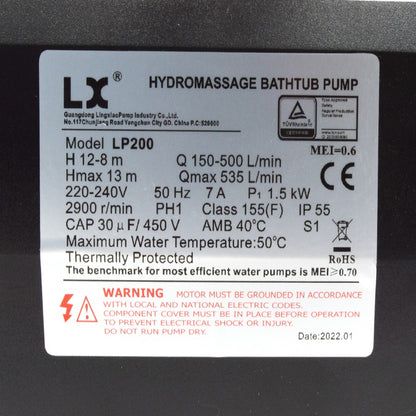 LX LP200 Pump - 2HP 1Speed 50Hz