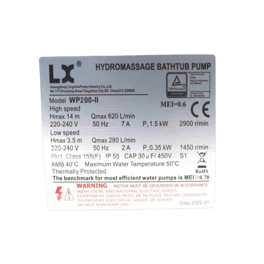 LX WP200-ll Pump - 2HP 2Speed (WP200-ll)