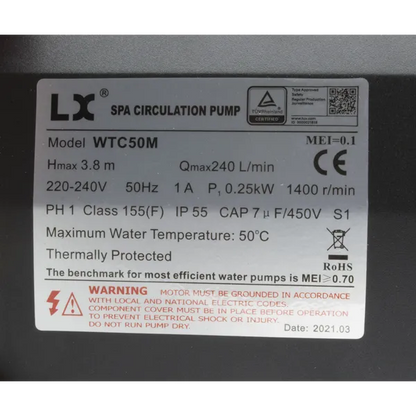 LX Circ / Whirlpool Pump - WTC50M - 0.35HP